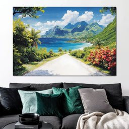 Ocean Path to Tranquil Peaks - NicheCanvas