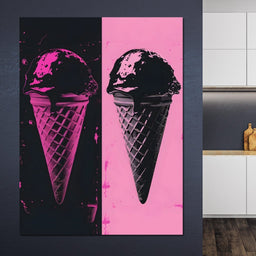 Black Pink Ice Cream Cones - NicheCanvas