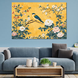 Songbird on Blossoming Branches - NicheCanvas