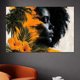 Golden Palms Dark Silhouette - NicheCanvas