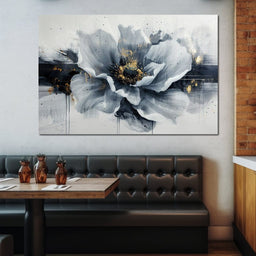 Golden Flecks on Monochrome Petals - NicheCanvas