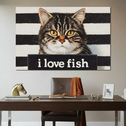 Tabby Cat Inmate Love Fish - NicheCanvas