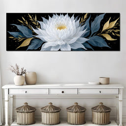 White Lotus Gold Night Garden - NicheCanvas