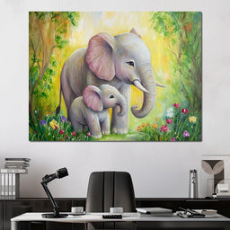 Elephant Stroll Through Blossoms - NicheCanvas