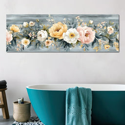 Floral Harmony on Weathered Wood - NicheCanvas