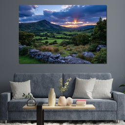 Sunbeams Over Green Valley - NicheCanvas