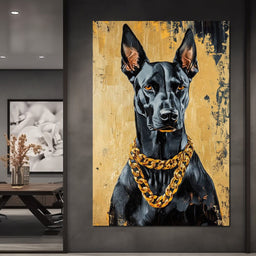 Bold Dog in Gold - NicheCanvas
