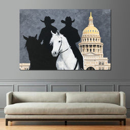 Cowboy Shadows Capitol Vigil - NicheCanvas