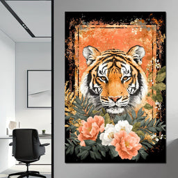 Tiger Majesty Floral Harmony - NicheCanvas