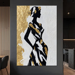 Gold Leaf Fashion Silhouette - NicheCanvas