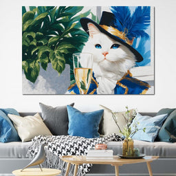 White Feline Toast - NicheCanvas