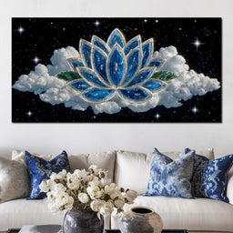 Celestial Lotus over Starlit Cloud - NicheCanvas