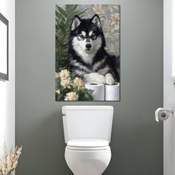 Malamute Bathroom Guardian - NicheCanvas