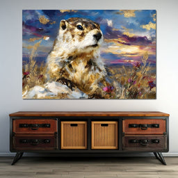 Golden Prairie Marmot Glow - Neal Hackett - NicheCanvas