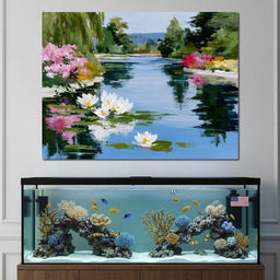 Water Lily Garden Reflection - NicheCanvas