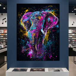 Vibrant Neon Elephant Energy - NicheCanvas
