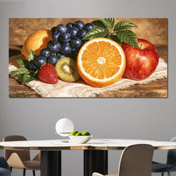 Harvest Bounty On Linen Tablecloth - NicheCanvas