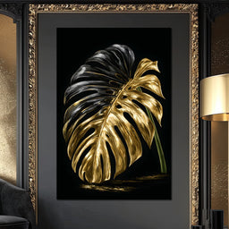 Gilded Leaf Of Dark Night - NicheCanvas