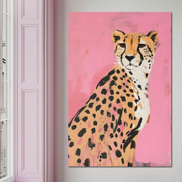 Cheetah Safari Elegance on Pink - NicheCanvas