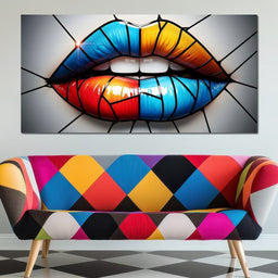 Chromatic Mosaic Lips Fantasy - NicheCanvas