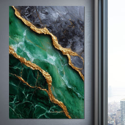 Gilded Emerald Marble Rift - NicheCanvas