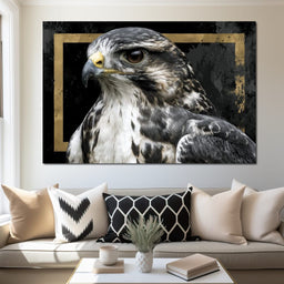 Golden Frame Falcon Portrait - NicheCanvas