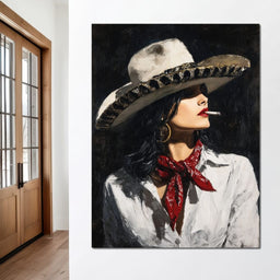 Noir Cowgirl Cigarette Glow - NicheCanvas