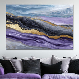 Lavender Gold Marble Drift - NicheCanvas