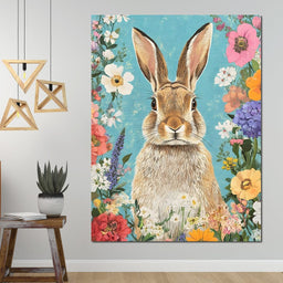 Charming Bunny Among Blossoms - NicheCanvas