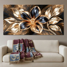 Gilded Petals Upon Liquid Shadows - NicheCanvas