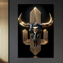 Golden Bull Deco Skull Majesty - NicheCanvas