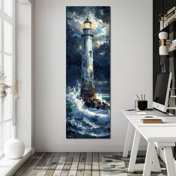 Lighthouse of Stormy Shores - NicheCanvas
