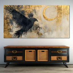 Eagle Soar Under Golden Moon - NicheCanvas