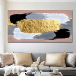 Modern Gold Brushstroke Abstract - NicheCanvas