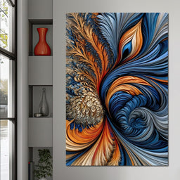 Cobalt And Ember Plume - TooplesArt - NicheCanvas