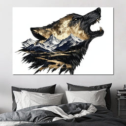 Wolf and Mountain Harmony - NicheCanvas