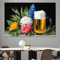 Golden Brew With Blossoms - NicheCanvas