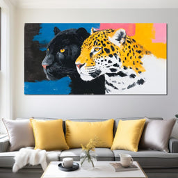 Dual Leopard Heads Pop Painting - NicheCanvas