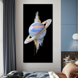 Cosmic Saturn Rings of Radiance - NicheCanvas
