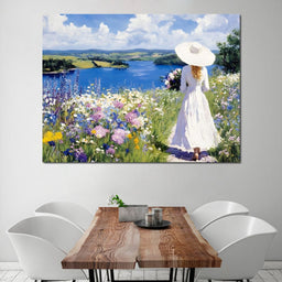 Summer Stroll by the Lake - NicheCanvas