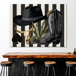 Cowboy Boot Hat Skull Cactus - NicheCanvas