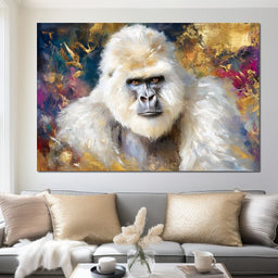 Majestic White Gorilla Portrait - Neal Hackett - NicheCanvas