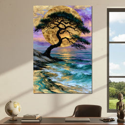 Ancient Pine Before The Gilded Moon - NicheCanvas