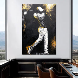 Golf Profile in Black - NicheCanvas