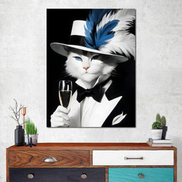 Feline Elegance in Feathers - NicheCanvas