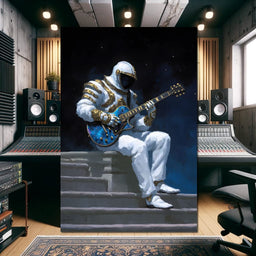 Celestial Guitarist on Lunar Steps - NicheCanvas