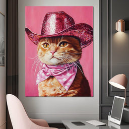 Pink Rodeo Cat Swagger - NicheCanvas