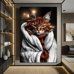 Warm Feline Elegance Wrapped - NicheCanvas