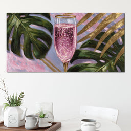Pink Fizz Gold Palm Soiree - NicheCanvas