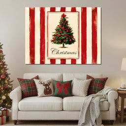 Holiday Tidings On Candy Cane Stripes - NicheCanvas